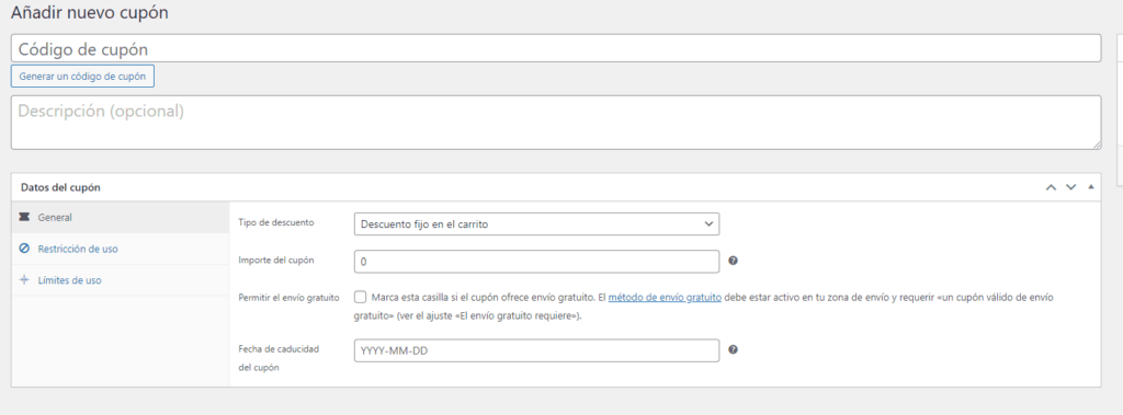 Gestión de cupones en WooCommerce