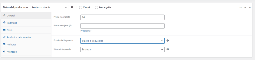 Establecer impuestos a los productos de WooCommerce