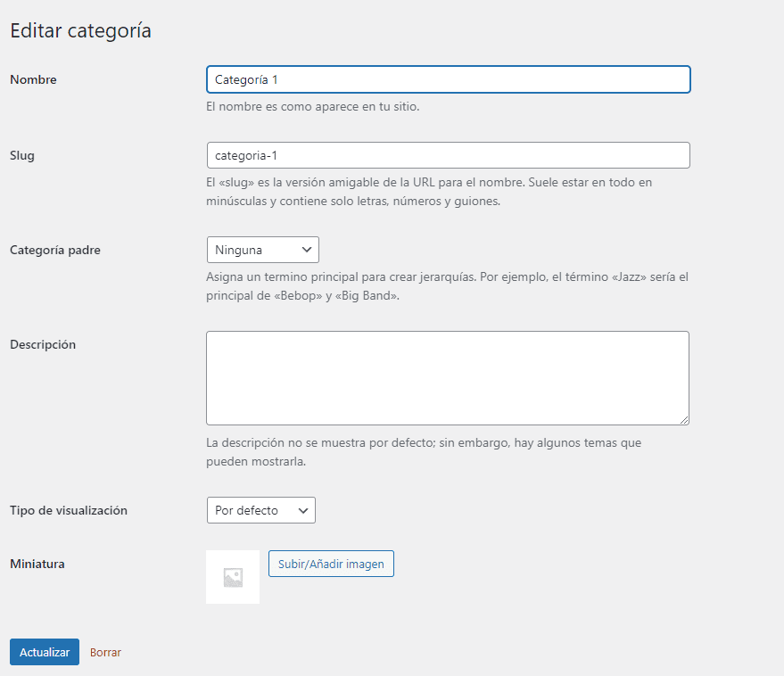 Editar categorías de WooCommerce